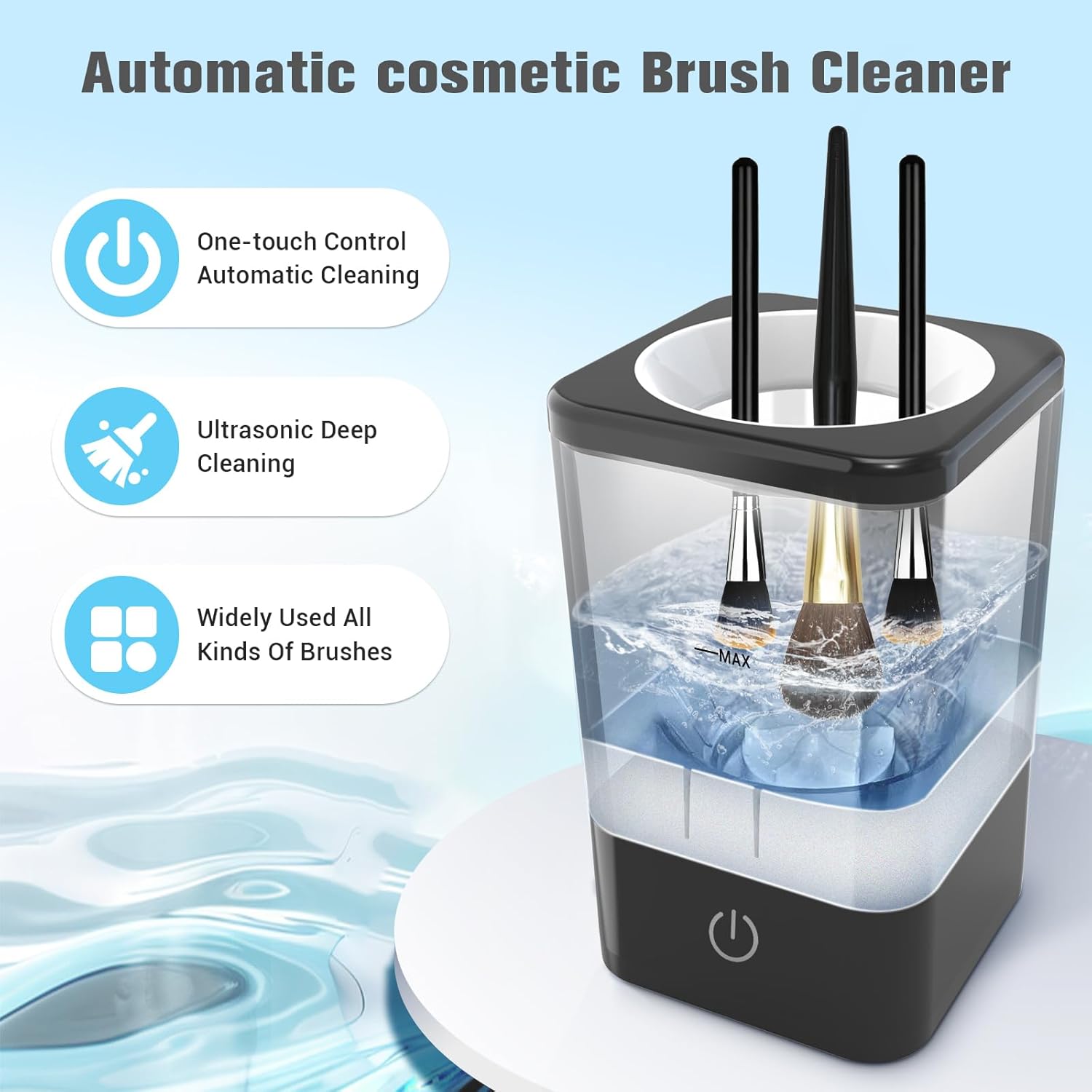 Makeup Brush Cleaner, Neeyer Super-Fast Electric Brush Cleaner Machine Automatic Brush Cleaner Spinner Makeup Brush Tools black-GlimoraGlow
