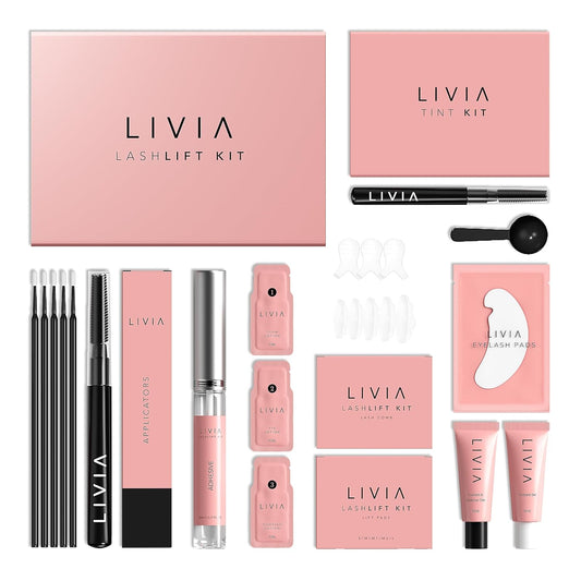 LIVIA Korean Lash Lift and Black Color Kit- DIY Curled and Darker Lashes for 8 Weeks- Gentle Improved Formula- Nourishes Lashes and Support Lash Growth-GlimoraGlow