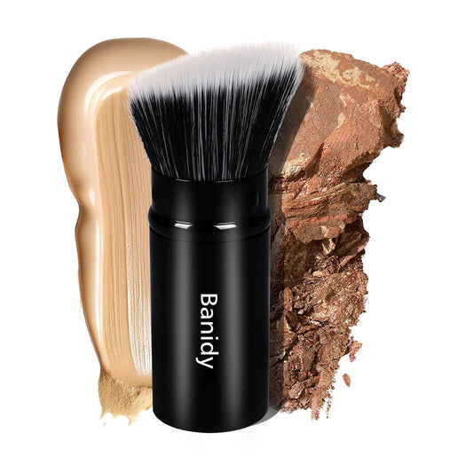 Makeup Brush, Banidy Retractable Kabuki Brush Foundation Brush for Powder Blush, Bronzer, Buffing, Liquid, Cream-GlimoraGlow