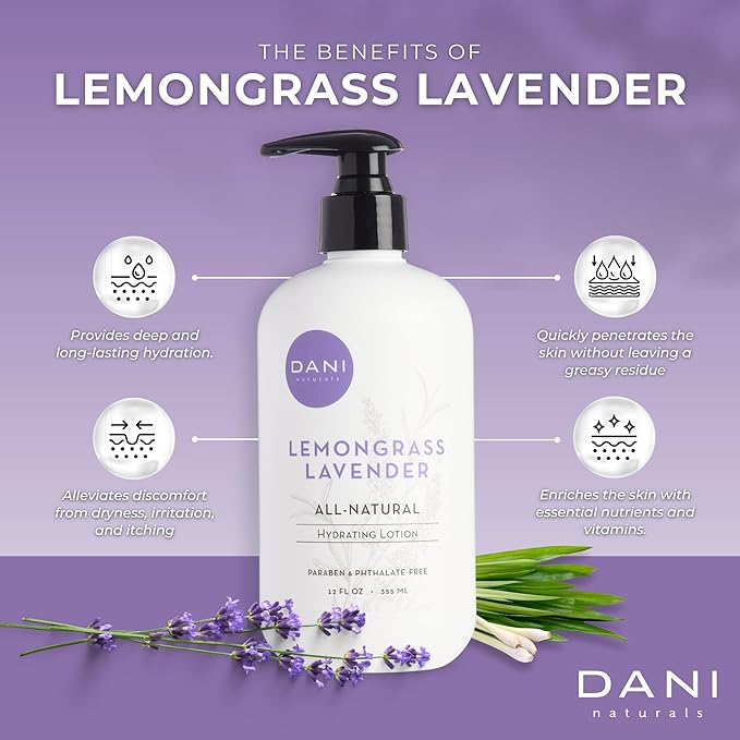Naturals Hand & Body Lotion - Calming Lemongrass Lavender Scent, Moisturizing Lotion with Aloe Vera, Shea Butter & Vitamin E, Deep Hydration for Dry Skin, All Skin Types - 12 Oz-GlimoraGlow