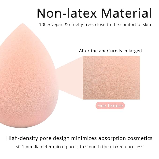 BEAKEY Makeup Sponge Set, Foundation Blending Sponge, Beauty Sponges Flawless for Liquid, Cream, and Powder, Microfiber Latex-Free and Vegan Boun Boun Sponges, 5 Pcs Pink Makeup Sponges-GlimoraGlow