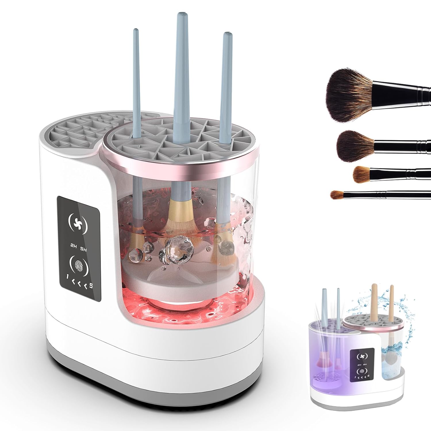 3 IN 1 Electric Makeup Brush Cleaner, Electric Cleaning and Quick Drying Makeup Brushes for Lazy Families, Automatic Makeup Brush Cleaning Tool with Drying Function for Makeup Brushes-GlimoraGlow
