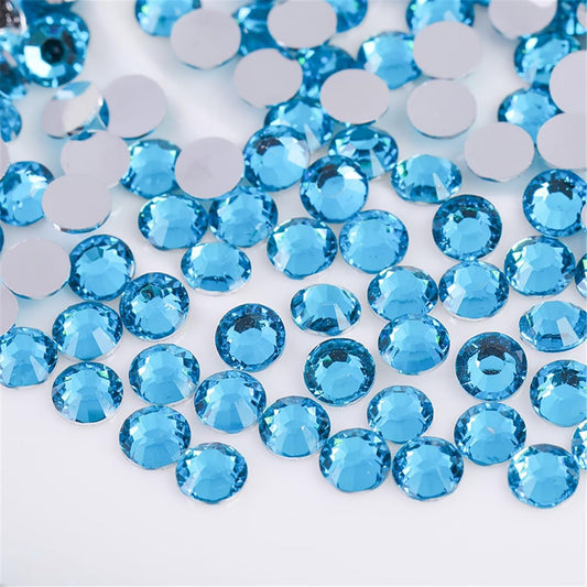 1500 Pieces SS16 4mm Flatback Rhinestones Clear Glass Round Gems Crystals for Nail Art DIY Crafts Clothes Shoes Bags （Aqua Blue）-GlimoraGlow