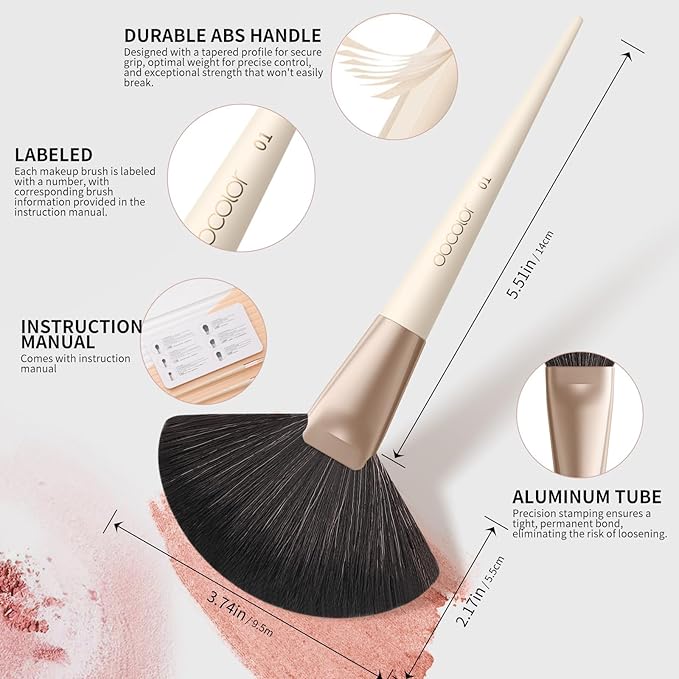 Docolor Makeup Brushes Set Professional 30Pcs Makeup Brushes Premium Synthetic Powder Kabuki Foundation Contour Blush Concealer Eye Shadow Blending Eyeliner Crease Eyebrow Make Up Brush Kit - Beige-GlimoraGlow