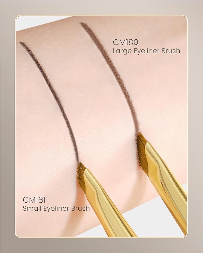 Desert Oak Series Precision Angled Eyeliner Brush - Ultra-Fine Nylon Bristles for Razor-Sharp Gel/Liquid/Powder Lines, Detail Work & Tightlining, Bubinga Handle & Brass Ferrule (CM 181)-GlimoraGlow