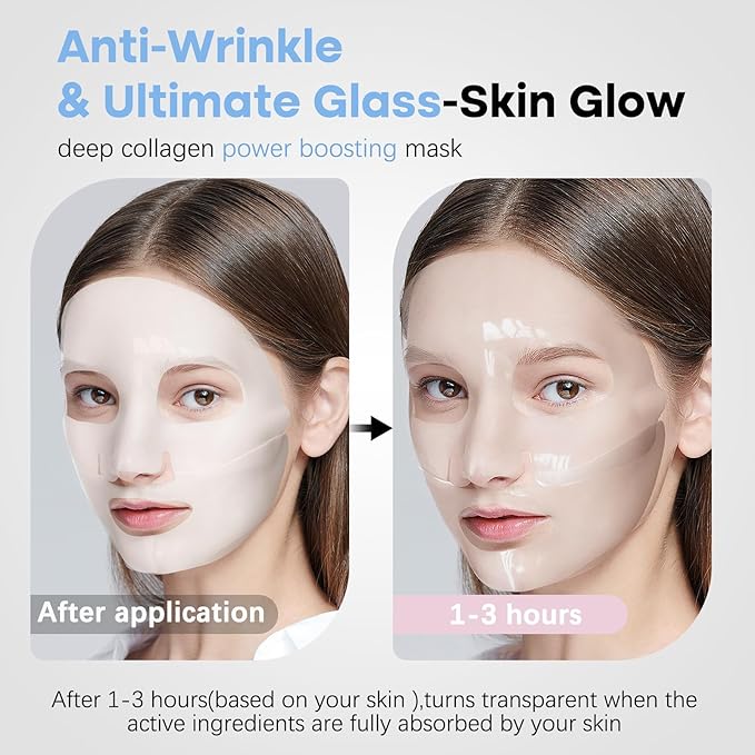 ISTON 4 Pack Collagen Face Mask, Collagen Real Deep Anti Wrinkle Lifting Mask | Firming,Pore Minimizing | Overnight Hydrating Face Masks Skincare for Glass Skin |TikTok Trend Items Skin Care-GlimoraGlow
