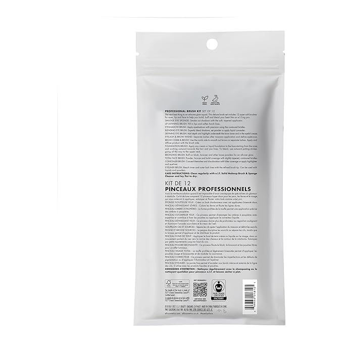 e.l.f. Professional Set of 12 Makeup Brushes, Pro-Worthy Makeup Brushes For A Flawless Full-Face Application, Vegan & Cruelty-Free-GlimoraGlow