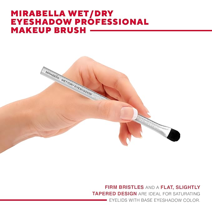 Mirabella Wet & Dry Eyeshadow Brush, Premium Professional Makeup Brush Collection, Cruelty-Free Synthetic Bristle Brush, Hand-Sculpted Brushed Aluminum Handle, Luxury Blending Brush for Makeup-GlimoraGlow