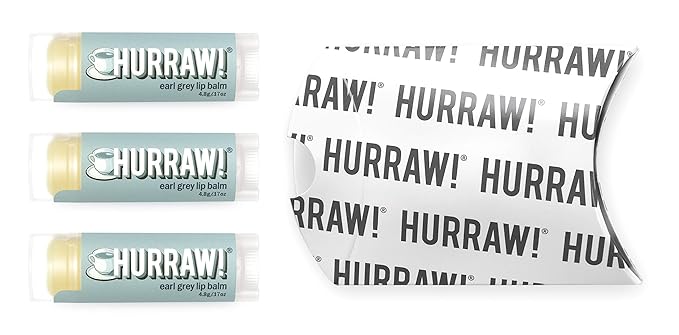 Hurraw! Earl Grey Lip Balm, 3 Pack: Organic, Certified Vegan, Cruelty and Gluten Free. Non-GMO, 100% Natural Ingredients. Bee, Shea, Soy and Palm Free. Made in USA-GlimoraGlow