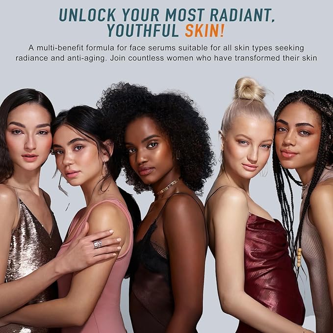 Vitamin C Serum for face with Hyaluronic Acid,Tri-Peptide Anti-Aging Facial Treatment for Mature Skin, Dark Spot Removal, Wrinkle Reduction, Firming, collagen-hydrating,antioxidant formula, 1 fl.oz-GlimoraGlow