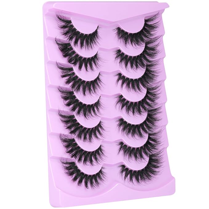 Lashes Clear Band Fox Eye Lashes 3D Volume Faux Mink Eyelashes Wispy False Eyelashes Strips 7 Pairs by Kiromiro-GlimoraGlow