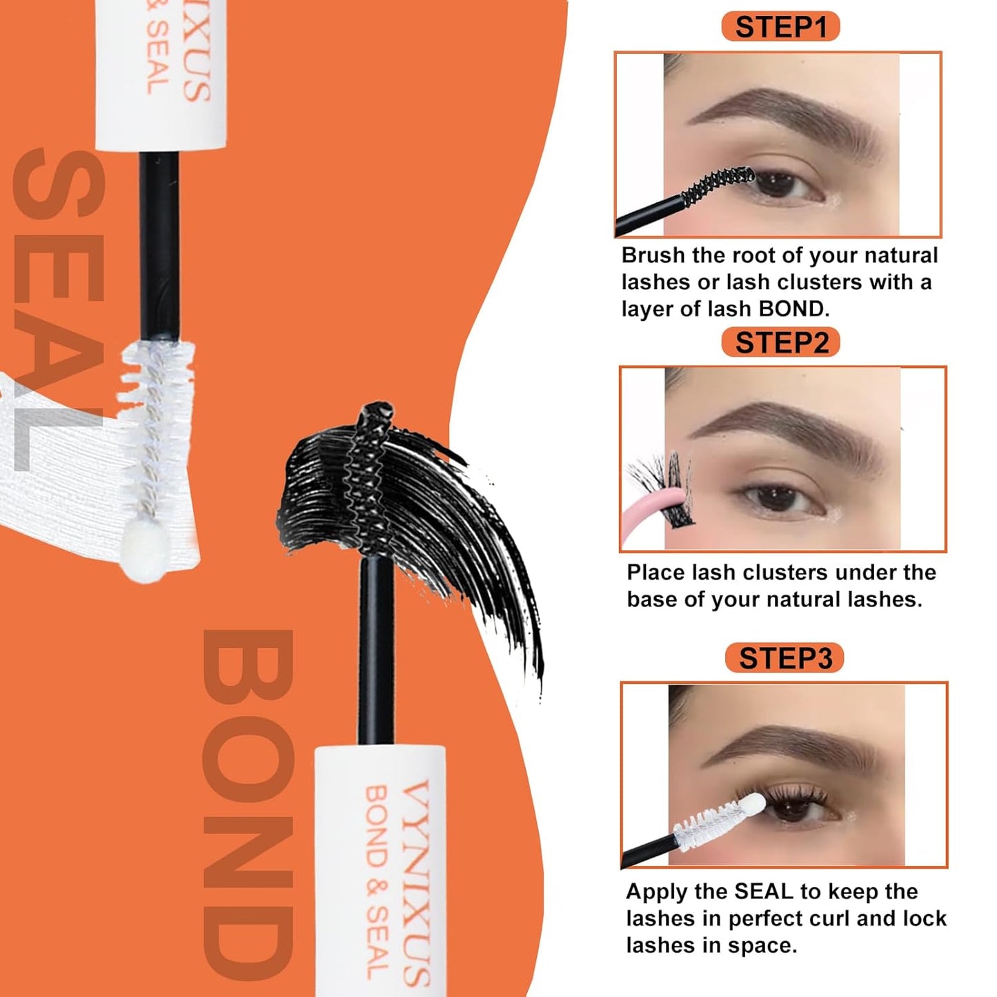 Lash Bond and Seal Waterproof 3-IN-1 Lash Remover for Lash Extensions Lash Glue for Eyelash Clusters DIY Eyelash Extension Remover Lash Cluster Glue Kit Eyelash Remover 15ml (Black)-GlimoraGlow