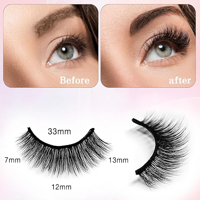 Self Adhesive Eyelashes Natural Look False Eyelashes Reusable Self Stick Lashes, No Glue Needed, 5 Pairs Long-GlimoraGlow