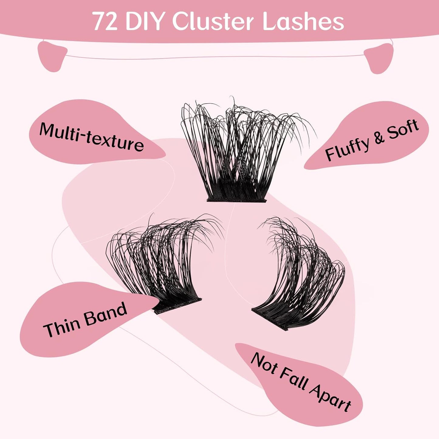 72 Pcs Individual Cluster Lashes 3D Effect DIY Lash Extension 8-16mm Eyelash Clusters Volume Wispy Lashes Super Thin Band Reusable Soft & Comfortable(Adore-3D,C-8-16mix)-GlimoraGlow