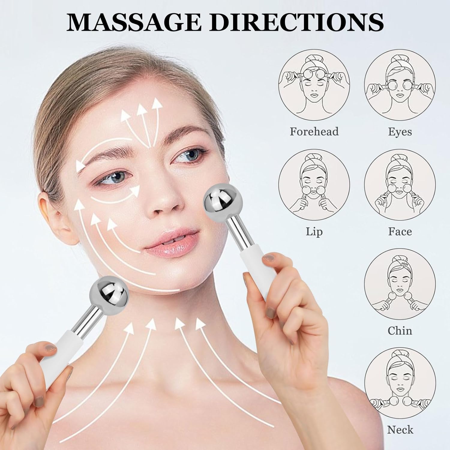 Ice Globes for Face & Eyes - Unbreakless Stainless Steel Cryo Sticks Facial Massage Tools Cold Therapy Cooling Globes to Reduce Puffiness, Wrinkles, Dark Circles Spa & Esthetician Supplies-GlimoraGlow