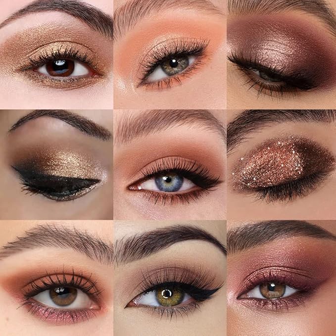 16 Girds Colorful Matte Shimmer Eyeshadow Palette for Eye Makeup,High Pigmented Eye Shadow Primers Powder Palet de sombras de ojos-Glitter Nude#-GlimoraGlow