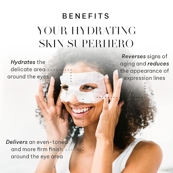 Joanna Vargas Bright Eye Hydrating Mask. Concentrated Ultra-Luxe Bamboo Hydration Sheet Masks Target Dark Circles, Expression Lines and Skin Tone. 5 Sheets (0.35 oz/sheet)-GlimoraGlow