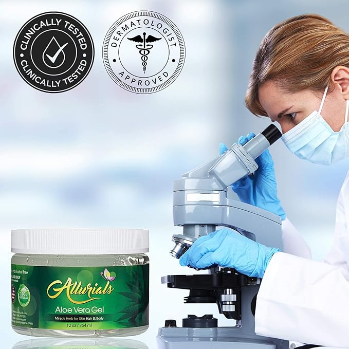 100% Pure & Organic Aloe Vera Gel, Clinically tested & Dermatologist approved, Hydrates & Heals Dry & Damaged Skin & Hair- 12 Oz-GlimoraGlow