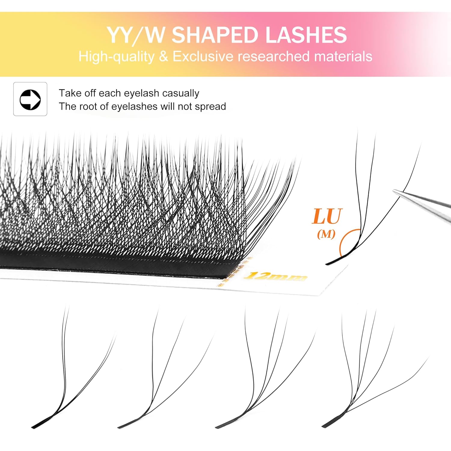 YY Lash Extensions Supplies Y Eyelash Extensions 0.07mm Thickness L/LU Curl Mix 8-15mm Premade Fans 4D Russian Volume Matte Black 12 Rows Crisscross Eye Lashes(YY-0.07-LU,8-15mm)-GlimoraGlow
