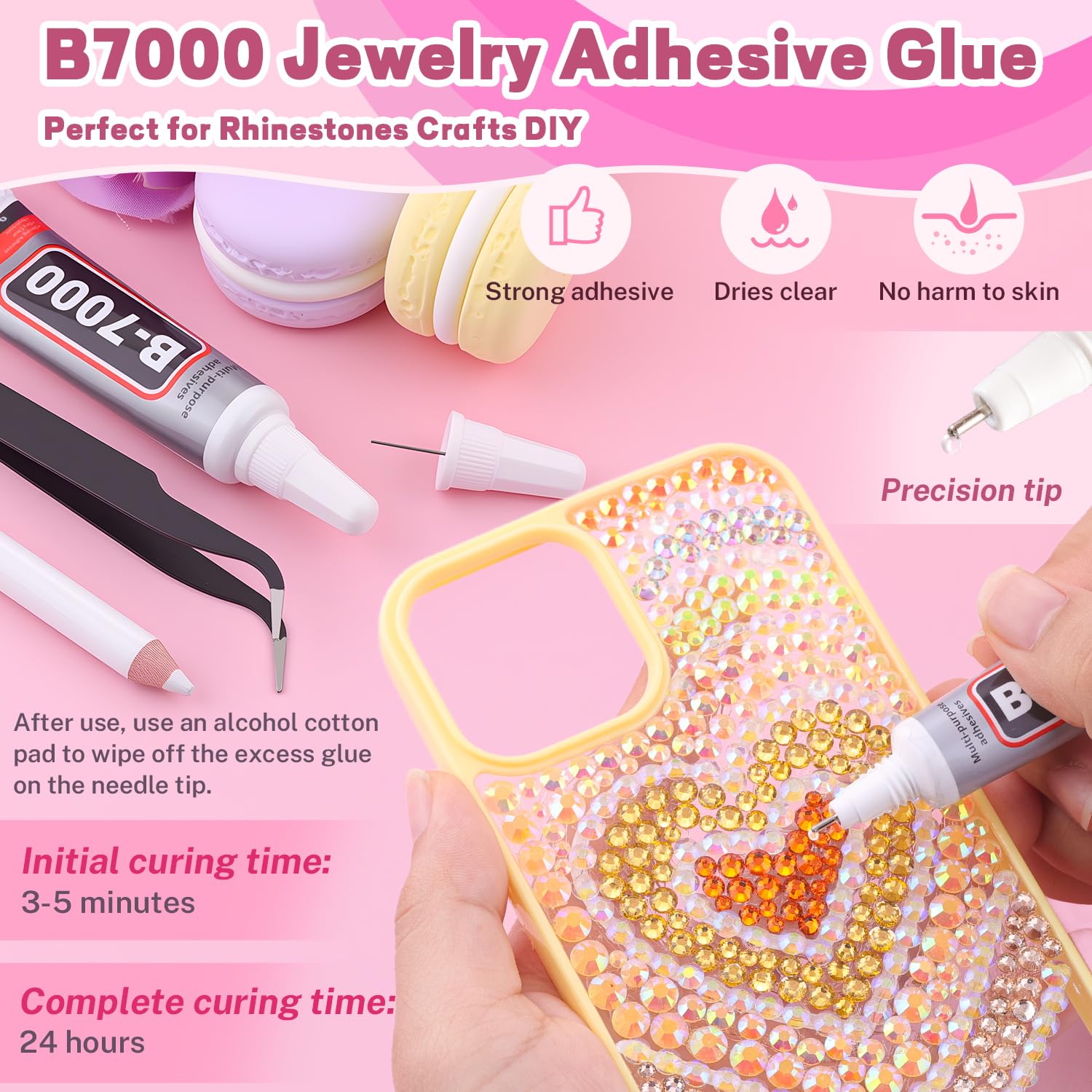 20000Pcs Yellow Rhinestones for Bedazzling with 1Pcs B7000 Jewelry Glue, Resin Rhinestones for Crafting Crafts DIY, Bedazzler Kit Gems for Clothing Shoes Tumblers Nail Art Assorted Size 3/4/5/6mm-GlimoraGlow