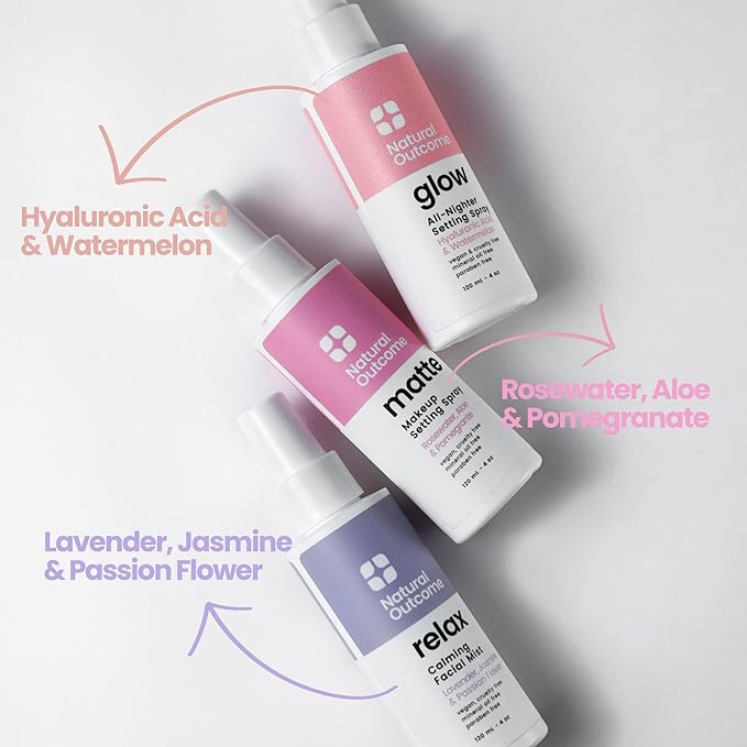 Face Mist Trio Collection – Hydrating Facial Mist Spray for Glowing Skin – Rosewater, Lavender & Hyaluronic Acid – Makeup Setting & Refreshing Face Spray Mist-GlimoraGlow