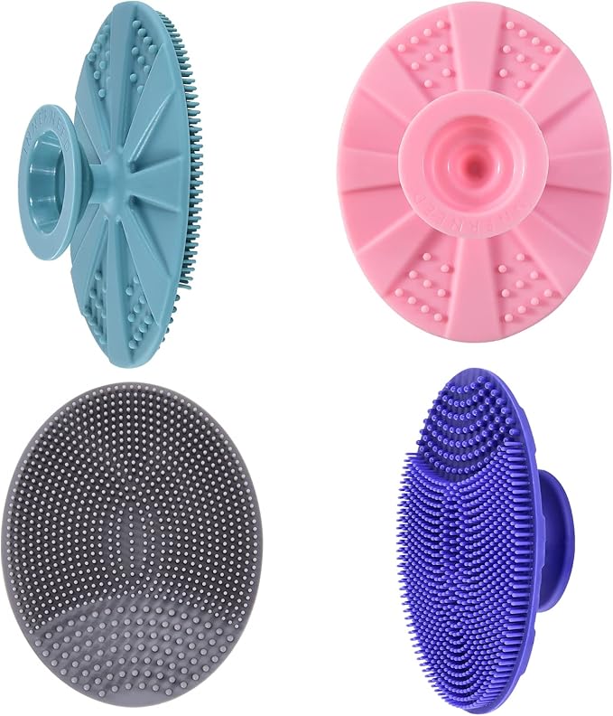 INNERNEED Silicone Face Cleansing Scrubber, Exfoliating Scrub Manual Handheld Facial Brush Blackhead Remover, Food-Grade Soft Bristle (Pack of 4)-GlimoraGlow