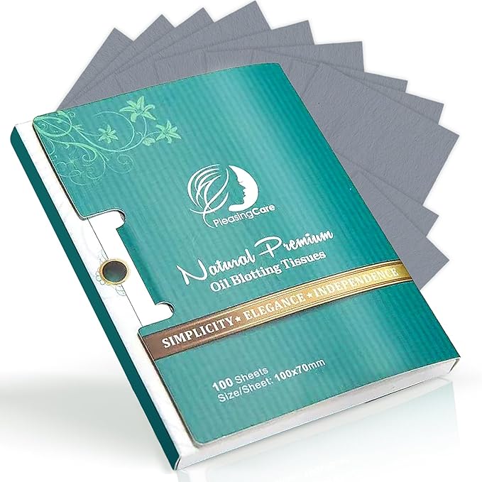 Premium Facial Oil Blotting Paper, 200 Counts - Natural Bamboo Charcoal Face Blotting Sheets, Easy Take Out Design - Top Handy Oil Absorbing Tissues - Oily Skin Care or Make Up Must Have!-GlimoraGlow