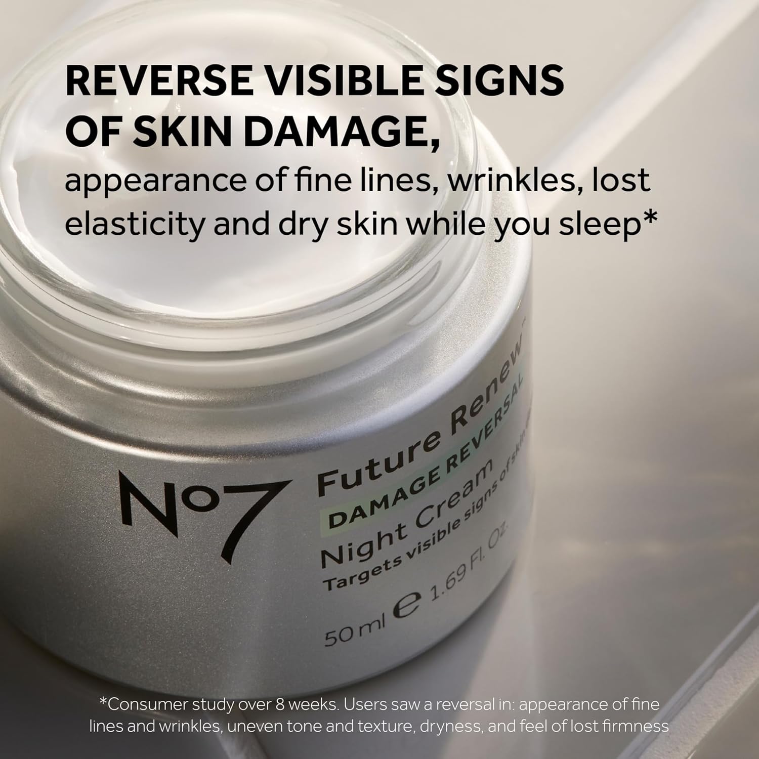 No7 Future Renew Damage Reversal Night Cream - Anti Aging Face Moisturizer - Infused with Peptide Technology to Reverse Visible Signs of Damage - Skin Barrier Repair for Dry Skin (1.69 Oz)-GlimoraGlow