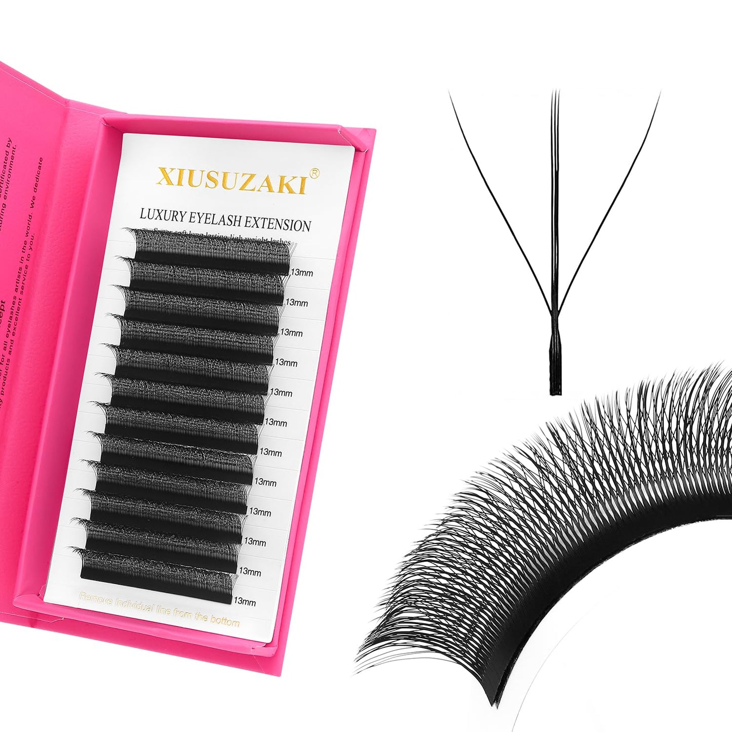 Lash Extensions Three Core Tips 3D Eyelash Extensions W Shape 0.07mm Thickness D Curl 11mm Premade Fans Easy Fan Volume Lashes Matte Black Crisscross(W-3D-Three Core-0.07-D,11mm)-GlimoraGlow