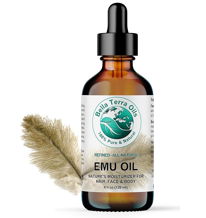 Bella Terra Oils - Emu Oil 4 oz - Genuine Pure Australian Emu, Infused with Linoleic & Oleic Acid, Perfect Companion for Lustrous Skin-GlimoraGlow