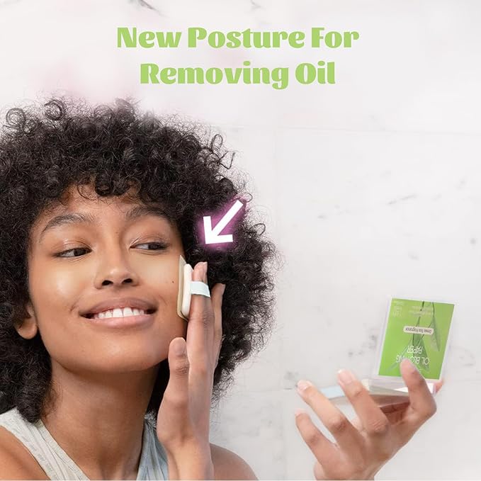 Oil Blotting Sheets for Face, Blotting Paper For Oily Skin Green Tea 100 sheets with Portable Mirror Case & Makeup Puff, Oil Absorbing Sheets For Face-GlimoraGlow
