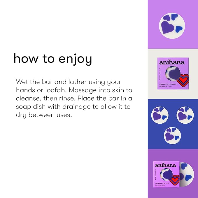 ANIHANA Handcrafted Natural Soap with Coconut Oil, Gentle Cleansing, Paraben Free, Refreshing Lavender Love Scent, 4.23 oz-GlimoraGlow