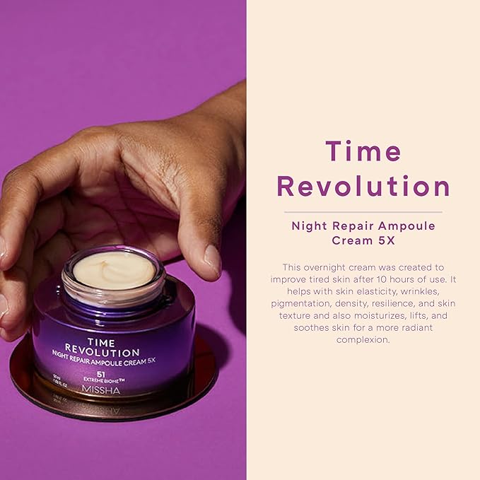 MISSHA Time Revolution Night Repair Ampoule Cream (5th Gen) 1.69 Fl Oz - Triple Fermented Deep-Sleep Night Cream - Overnight Care for Enhanced Radiance, Korean Skincare-GlimoraGlow