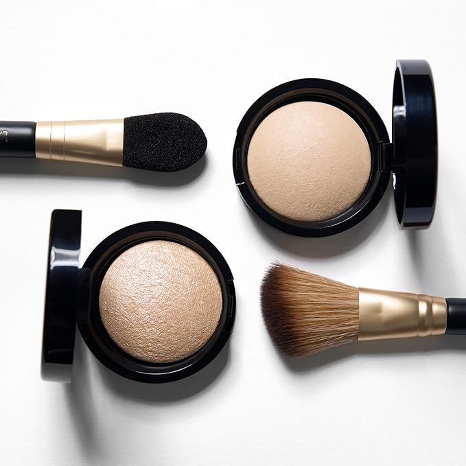 LAURA GELLER NEW YORK Dual-Ended Highlighter Brush - Multipurpose Makeup Brush for Highlighter, Blush, Bronzer and More - Includes Dual-Fiber Vegan Bristles and Satin Paddle for Flawless Application-GlimoraGlow