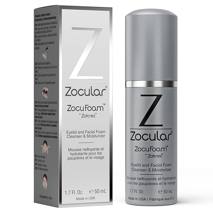 ZocuFoam Eyelid Cleanser - Foaming Eyelid Scrub - Natural pH Balanced Solution - 1.7 FL OZ (50mL)-GlimoraGlow