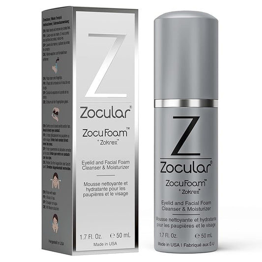 ZocuFoam Eyelid Cleanser - Foaming Eyelid Scrub - Natural pH Balanced Solution - 1.7 FL OZ (50mL)-GlimoraGlow