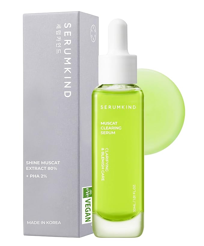 SERUMKIND Muscat Discoloration Correcting facial serum - 1fl oz - Blemishes & blackhead remover - Vegan Not Tested on Animals - Korean Skin Care - PHA Redness Relief and Exfoliating-GlimoraGlow