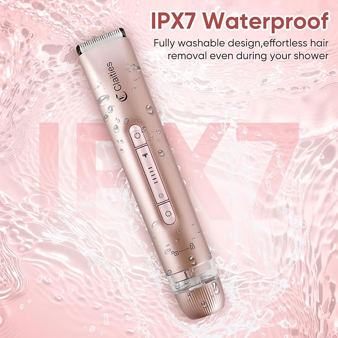 2 in 1 Women Electric Shaver Dual Head Bikini Trimmer for Women IPX7 Waterproof Wet & Dry Use Body Hair Trimmer and Facial Hair Remover for Bikini Underarm Leg Arm Body Face-GlimoraGlow