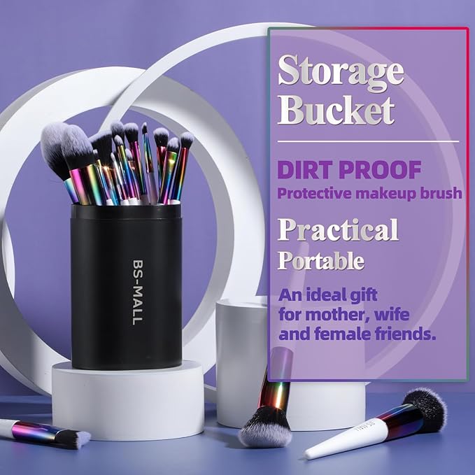 BS-MALL Makeup Brushes Makeup Tools Kit Premium Synthetic Powder Foundation Contour Concealers Lip Brushes Set 18 Pcs-GlimoraGlow