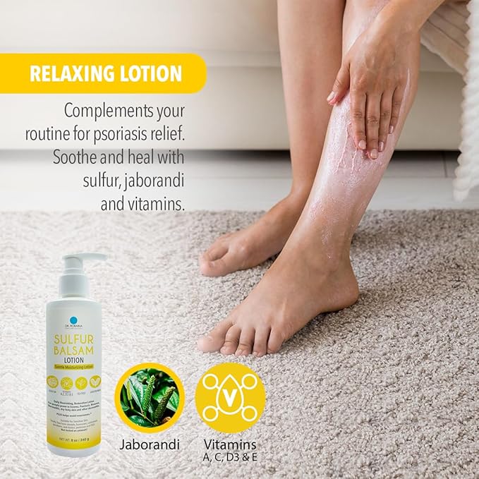 Dr. Robaina Sulfur Balsam Lotion – Lightweight Moisturizer for Dry, Flaky & Itchy Skin – Calms Redness, Supports Skin Barrier & Locks Hydration – Shea Butter & Tea Tree – 8 fl oz, USA Made-GlimoraGlow