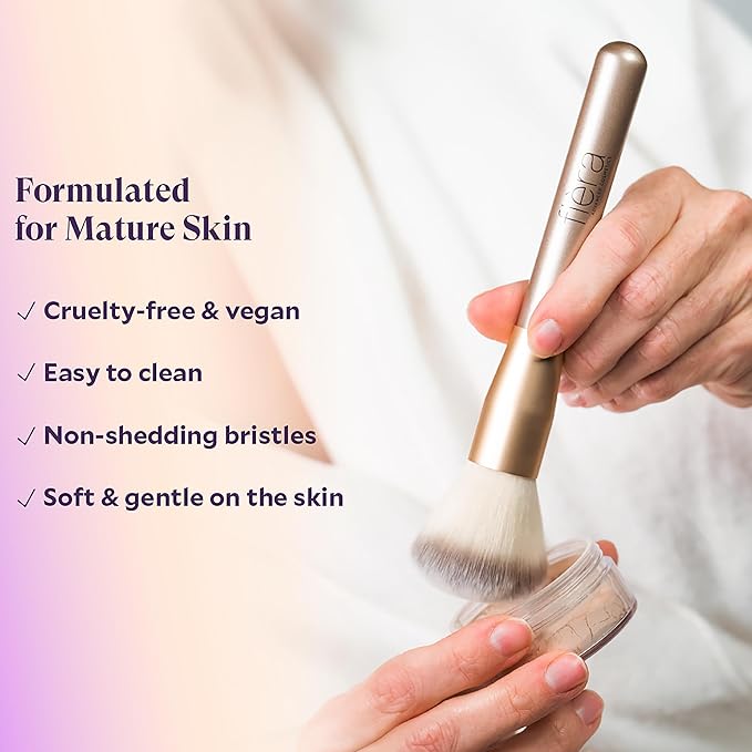 Fièra Finishing Powder Brush - Custom Facial Brush for Loose Powder - Quick & Easy Application - Lightweight & Easy to Clean - Pairs Perfectly with Fièra HD Matte Finishing Powder-GlimoraGlow