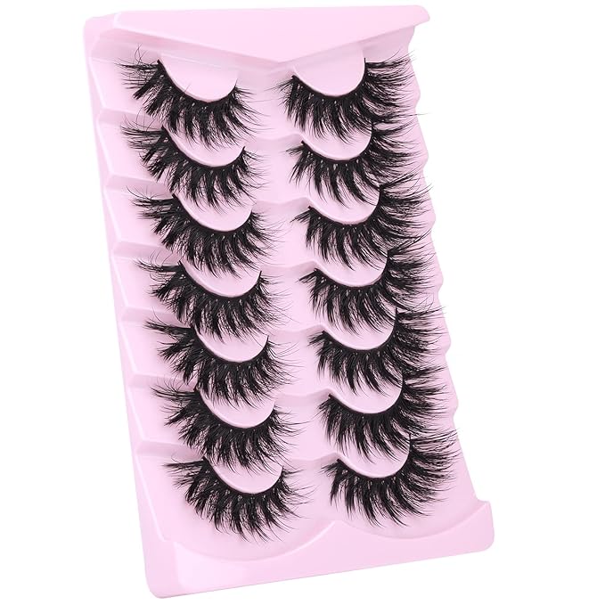 Lashes Flat Faux Mink Eyelashes 20mm Long False Eyelashes Dramatic Cat Eye Eyelashes Wispy 3D Crossed Thick Fox Eyelashes Extensions Strip Lashes Pack by Kiromiro-GlimoraGlow