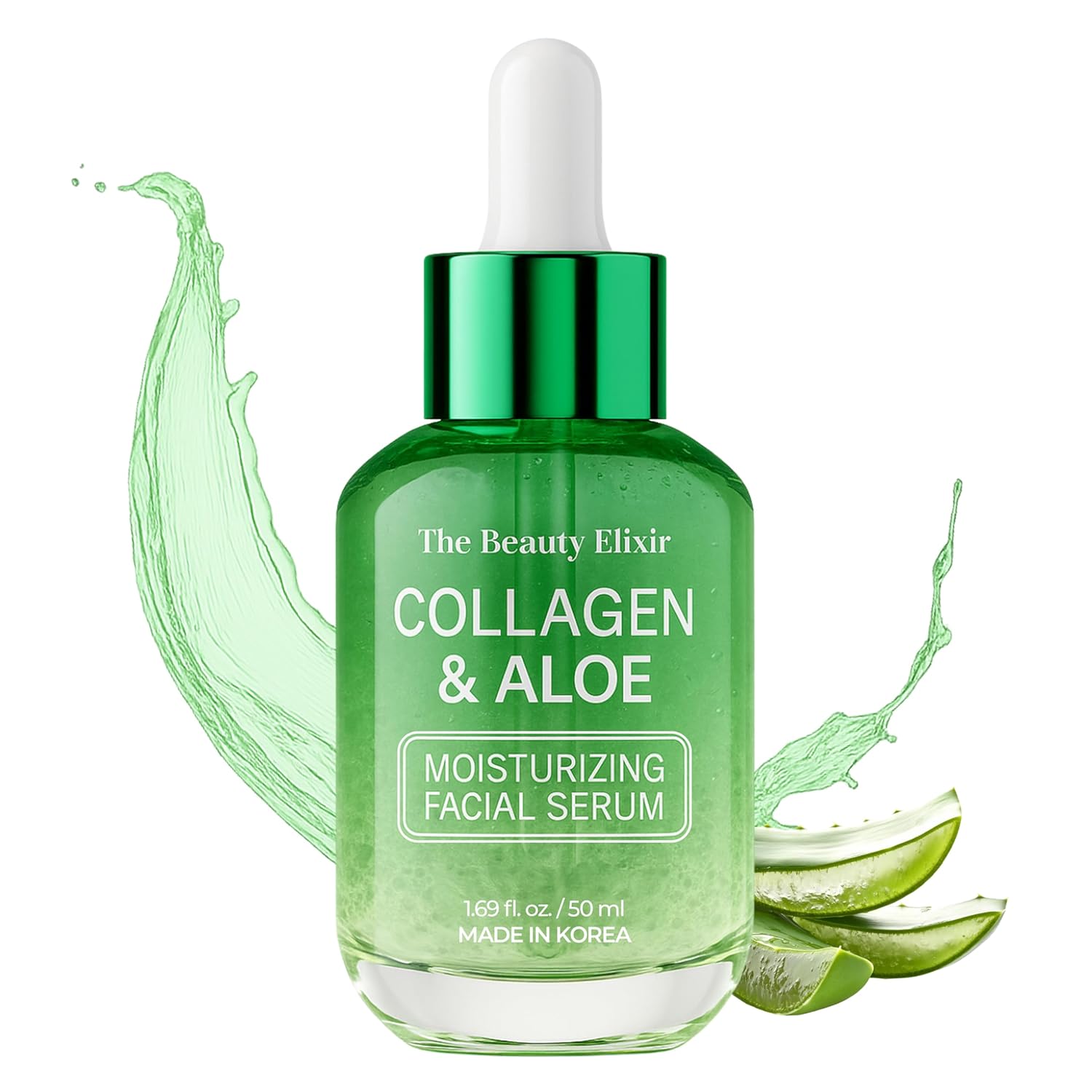 Aloe & Collagen Serum For Face - Dermatologist Tested, Anti-Aging, Ultra Hydrating Aloe Vera Gel For Face - Natural Ingredients, Clean Beauty, Cruelty-Free Korean Skin Care - 1.69 oz-GlimoraGlow