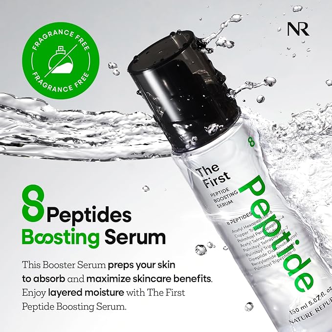 Nature Republic The First Peptide Boosting Serum, 8 Peptides, Niacinamide & Triple Hyaluronic Acid Complex,17 Amino acids,for All Skin Types, Korean Skin Care150ml/5.07 fl oz-GlimoraGlow