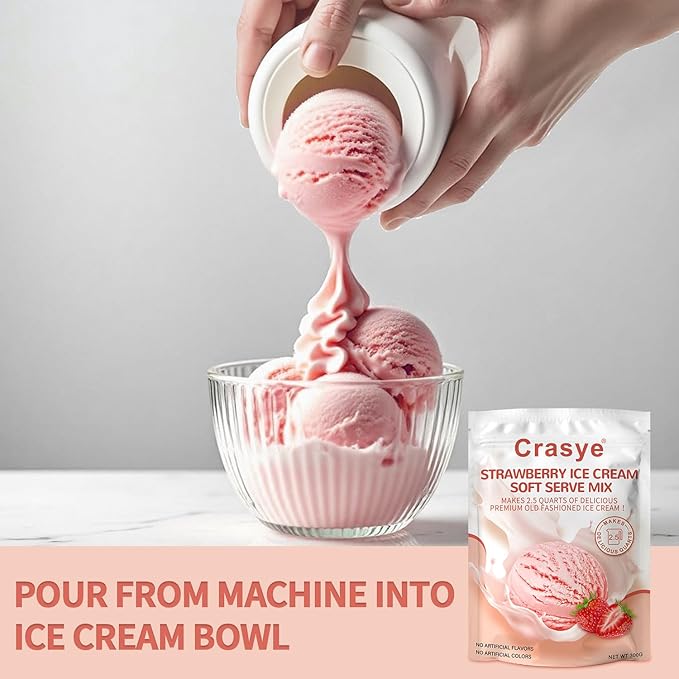 Ice Cream Mix Strawberry Soft Serve Mix Soft Serve Mixes Base Powder Homemade for Ice Cream Maker Machine - 10 Ounce-GlimoraGlow