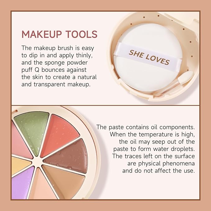 Foundation Concealer Palette with Makeup Sponges & Applicator, 11 Pcs Foundation Powder Concealers Eye shadows Blush Makeup Brushes, 2 in 1 Compact Contouring Duo Layer Plate, Pearl White-GlimoraGlow