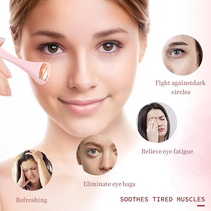 TORMEN Mini Eye & Face Rollers, Stainless Steel Eye Massage Ice Roller, Facial Beauty Tool for reduces puffy eyelids, Dark Circles Relief, Skin Care,muscle soreness,Facial cold compress (2pcs, Pink)-GlimoraGlow
