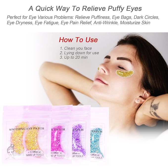 Ice Under Eye Patches Eye Mask Lip Care Gel Pads Treatment Mask Lip Mask, Cooling Eye Lip Gel Masks Cold Hot Therapy for Wrinkles Firming Swelling Cosmetic Bruising Reusable 7 Pack-GlimoraGlow