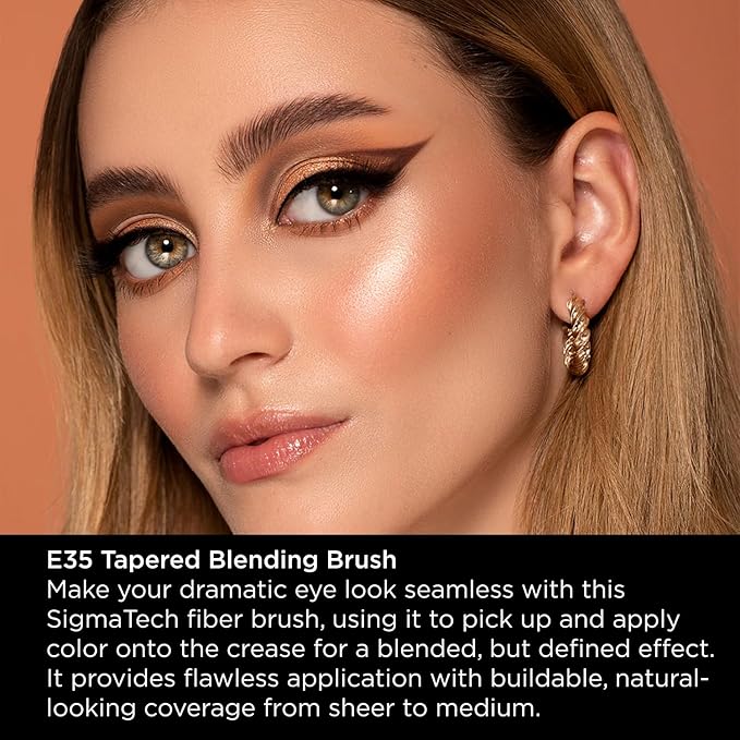 Sigma Beauty Professional E35 Tapered Blending Brush – Professional Eyeshadow Brush for Precision Eyeshadow Blending, Softens Dramatic Edges & Harsh Lines for a Well Blended Effect (1 Brush)-GlimoraGlow