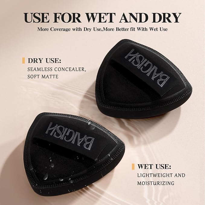 Makeup Sponge 1 Powder Puff +1 Smooth Foundation Brush for Liquid, Cream and Makeup,Super Soft, Makeup Blender, Latex Free Seamless Flawless Soft Setting Couple Set-GlimoraGlow